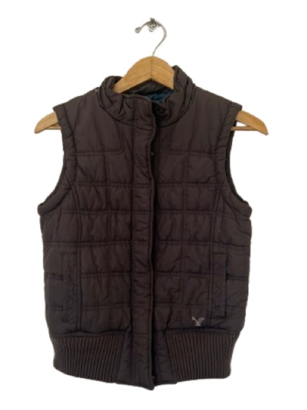 American Eagle Outfitters | Quilted Brown Puffer Vest - Sleeveless Zip Front